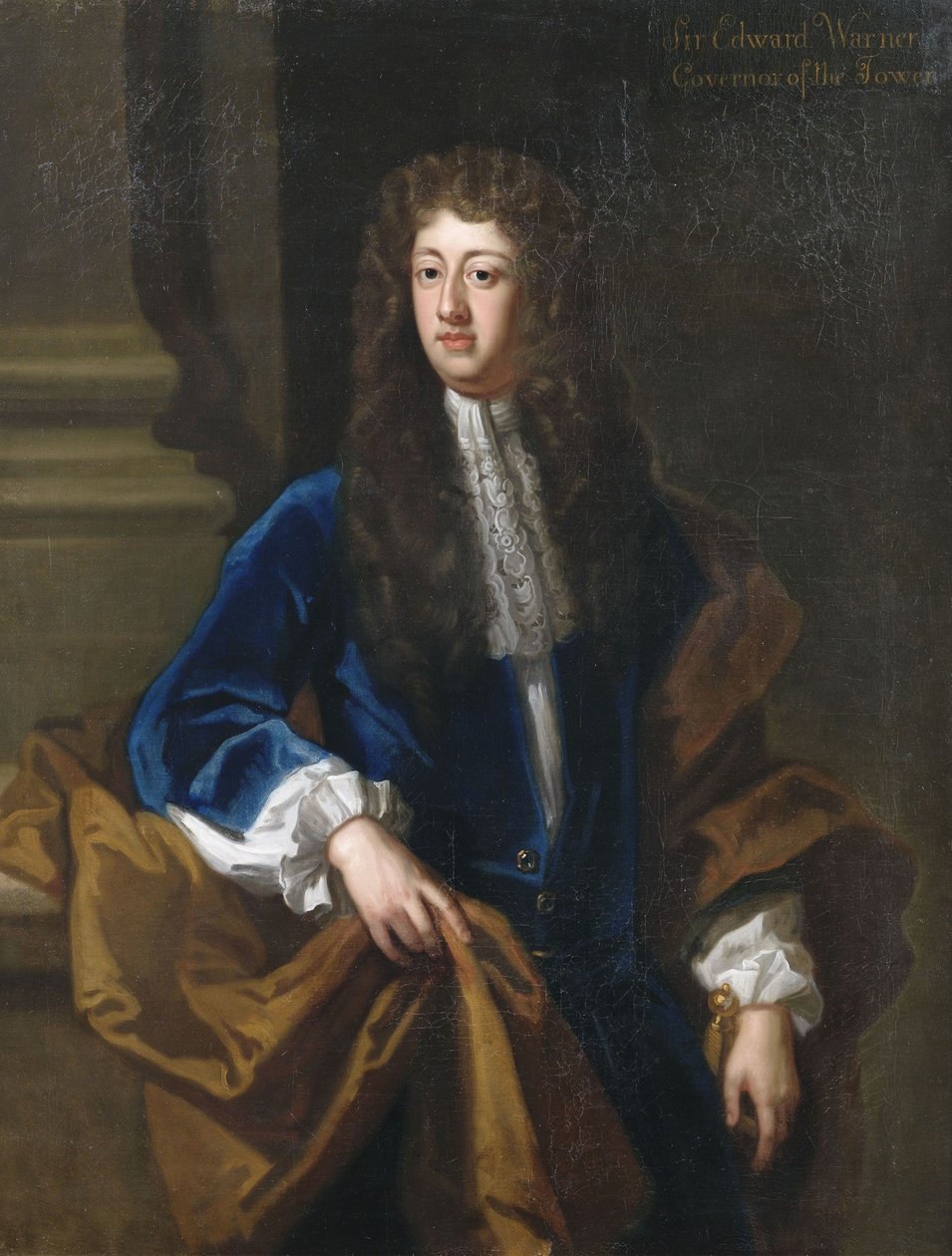 Portrait af Sir Edward Warner, guvernør for tårnet, als Kniestück af Godfrey Kneller