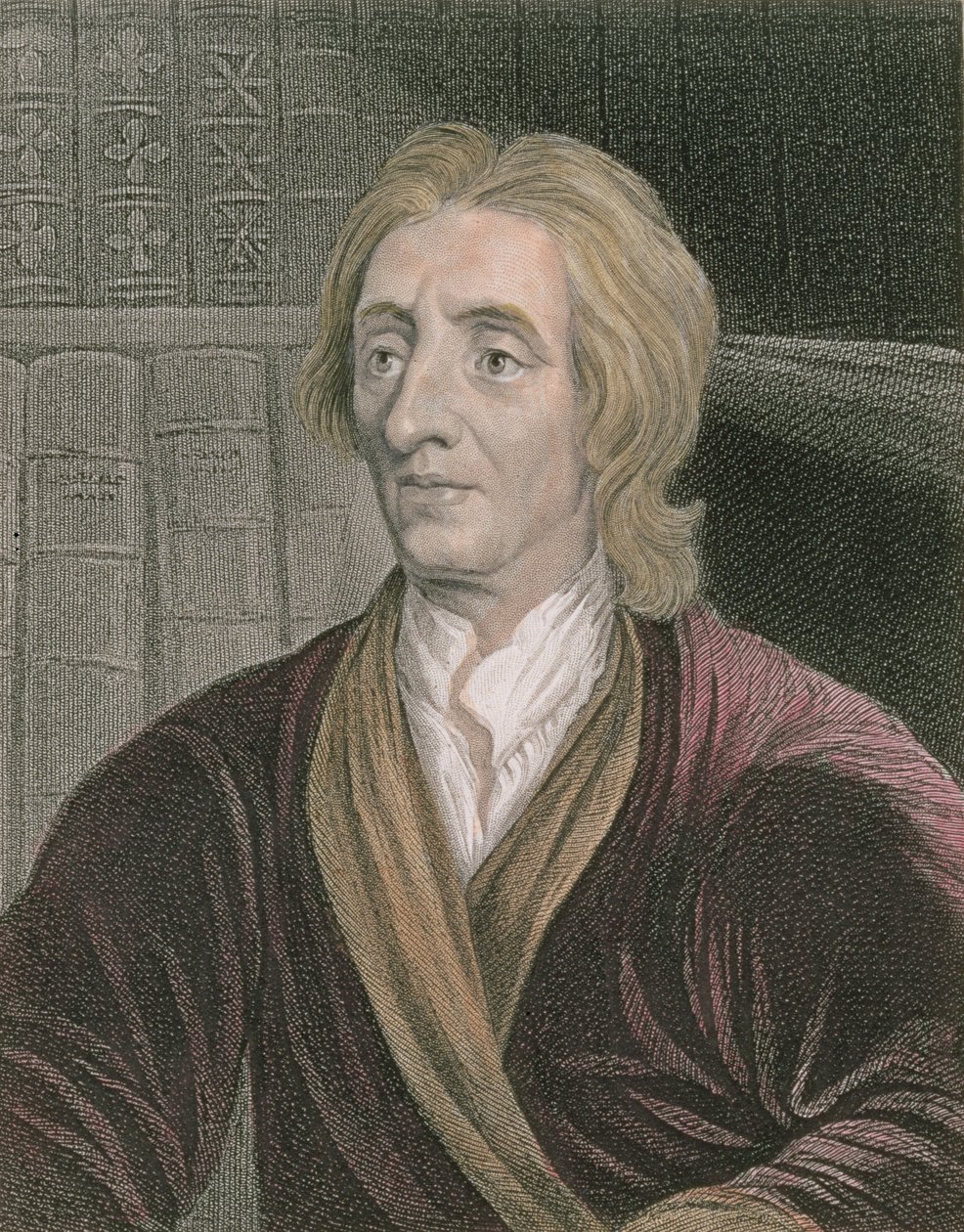 Portræt af John Locke (1632-1704) indgraveret af James Posselwhite (1798-1884) pub. af William Mackenzie af Godfrey Kneller