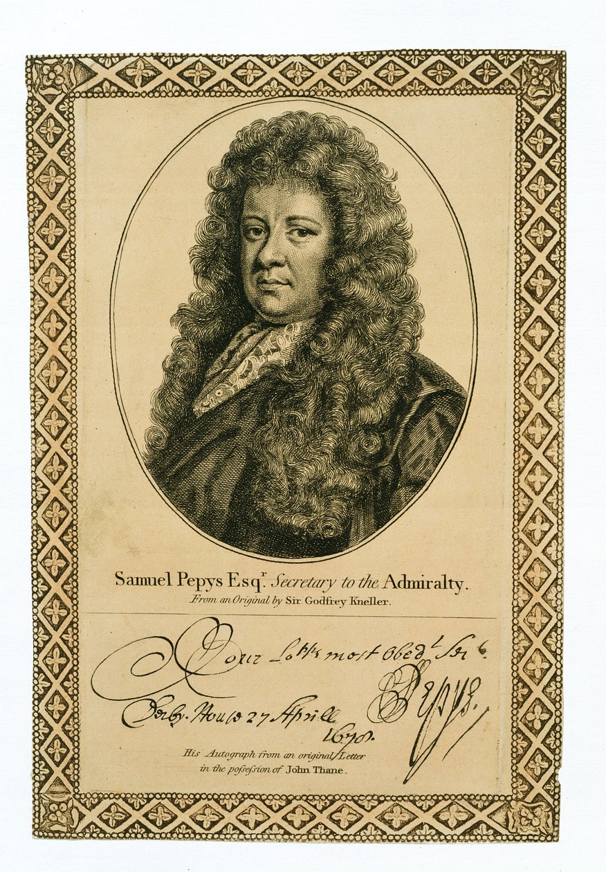 Samuel Pepys (1633-1703), sekretær for admiralitetet af Godfrey Kneller