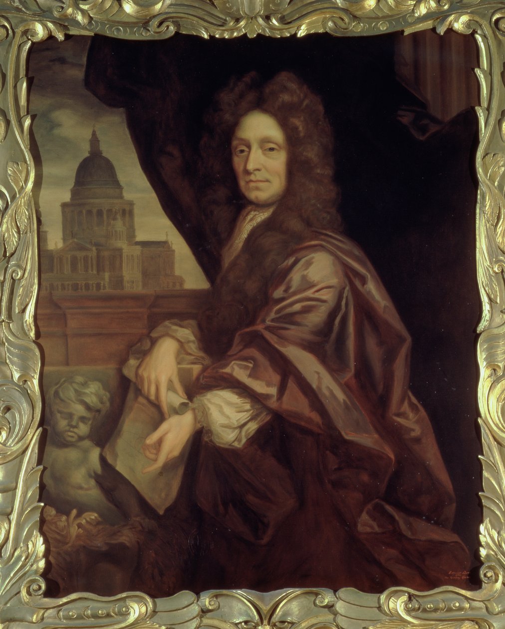 Sir Christopher Wren (1632-1723) kopieret af Edmund Dyer af Godfrey Kneller