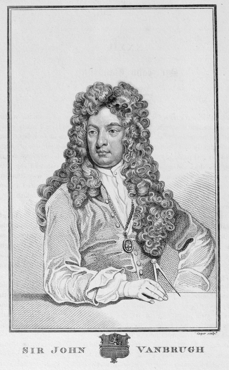 Sir John Vanbrugh (1664-1726), graveret af Richard Cooper af Godfrey Kneller