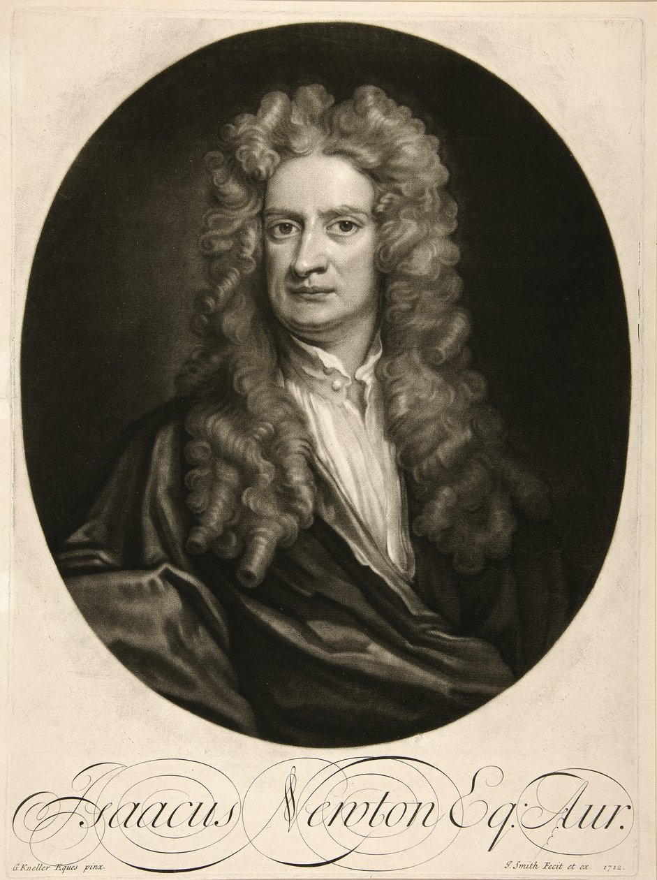 Isaac Newton, Esq., pub. 1712 (gravering) af Godfrey (after) Kneller