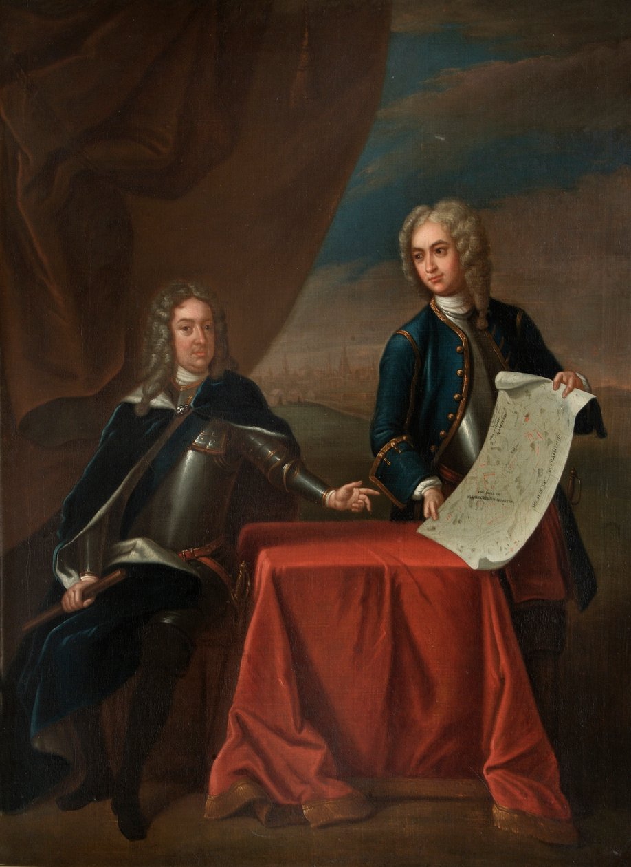 John Churchill og John Armstrong (olie på lærred) af Godfrey (after) Kneller