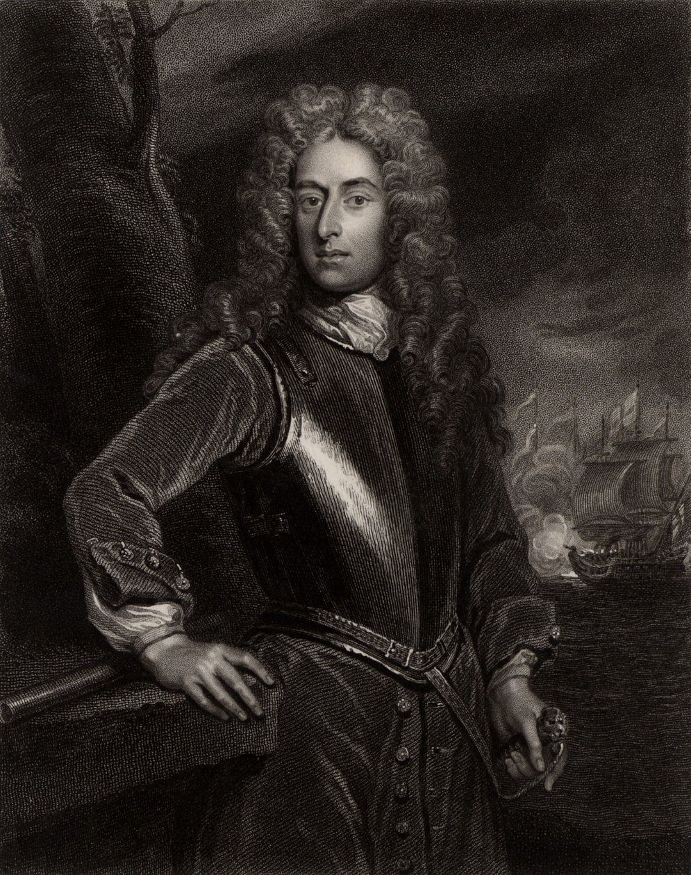 Portræt af George Byng af Godfrey (after) Kneller