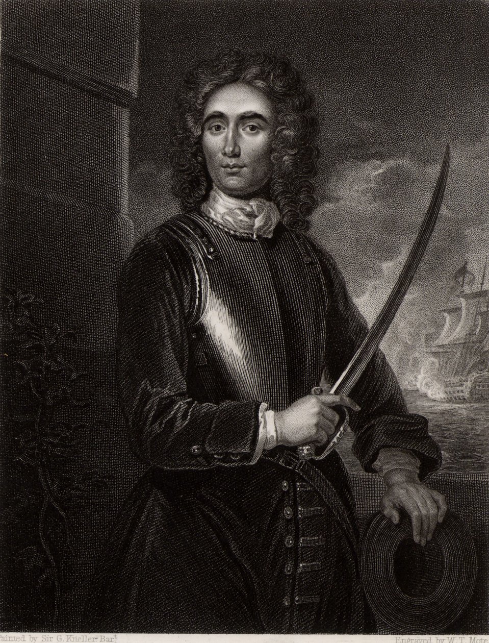 Portræt af John Benbow af Godfrey (after) Kneller