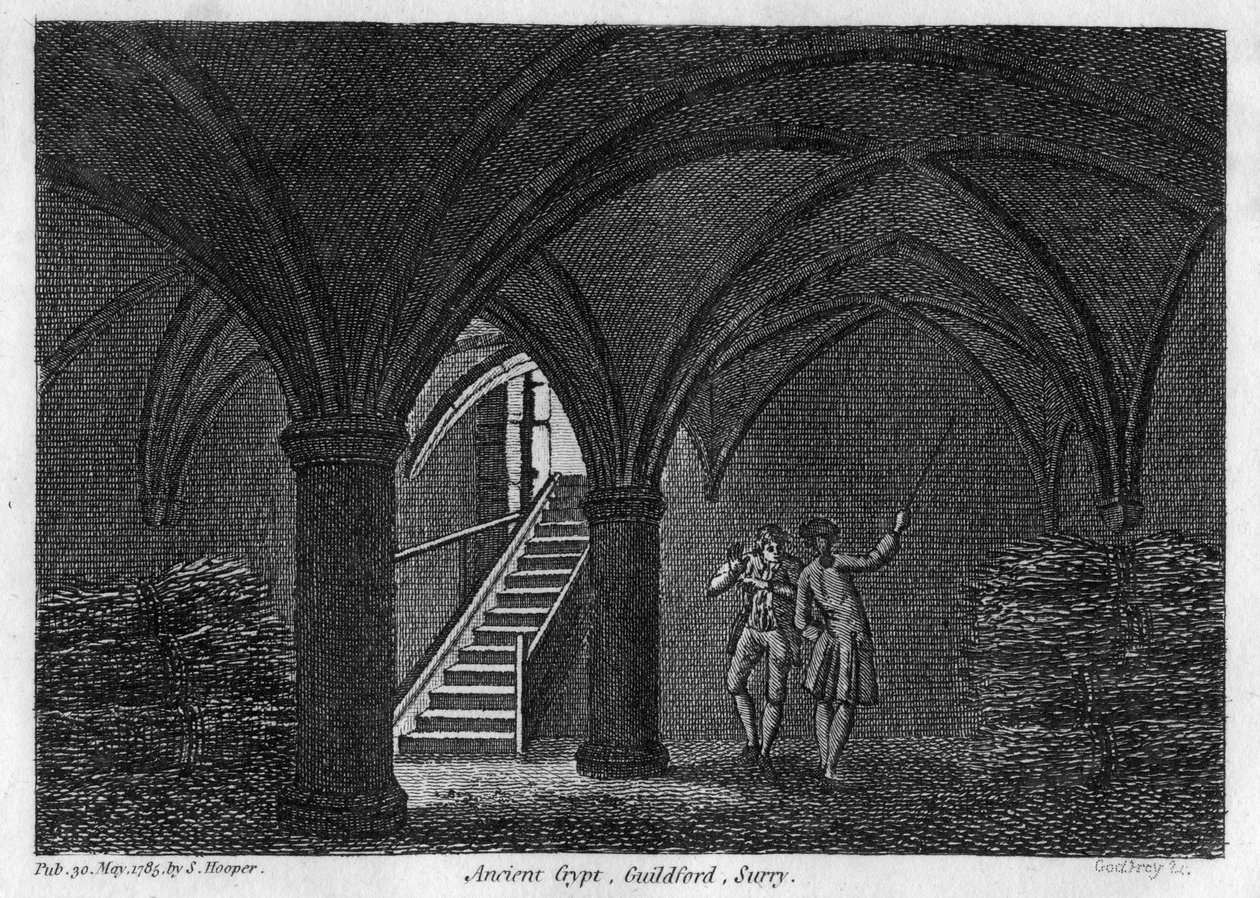Gammel krypt, Guildford, Surrey, 1785. af Godfrey