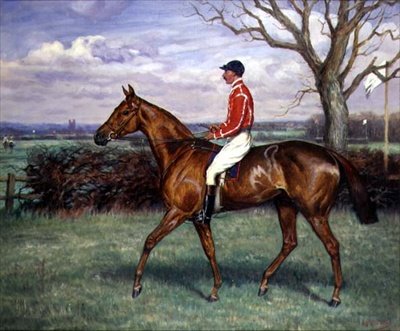 En Steeple Chaser med Jockey Up af Godfrey Douglas Giles
