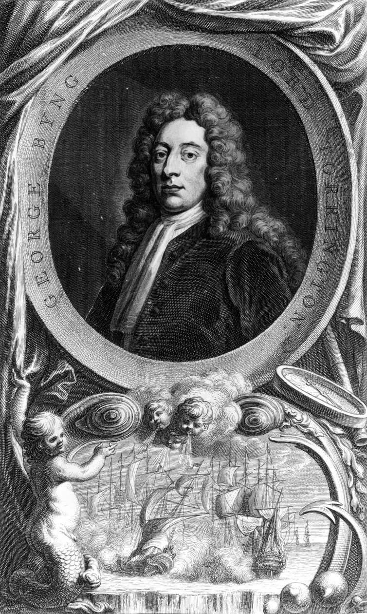 George Byng, 1. Viscount Torrington, graveret af Jacobus Houbraken, 1747 af Godfrey Kneller