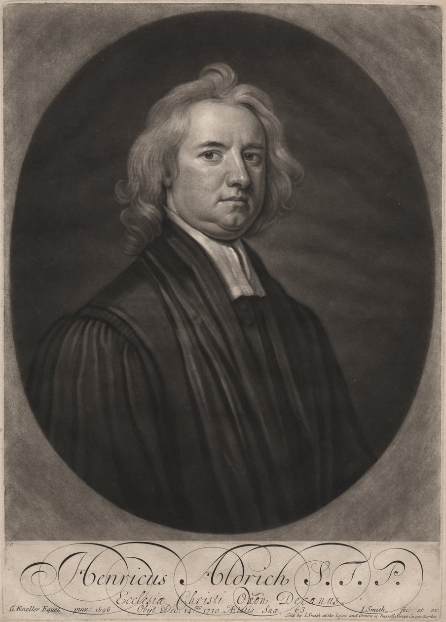 Henricus Aldrich, graveret af John Smith (1652-1743), 1696 (mezzotint) af Godfrey Kneller