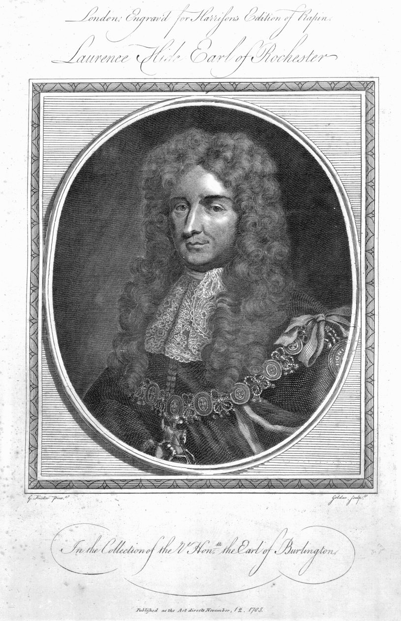 Laurence Hyde, 1st Earl of Rochester, graveret af John Goldar, 1785 af Godfrey Kneller