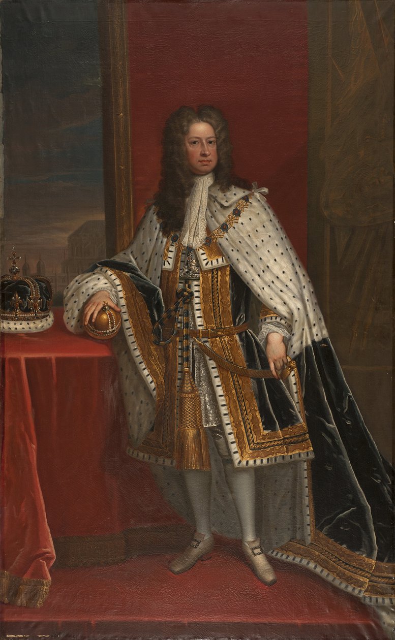 Le roi Georges I de Grande Bretagne (1660-1727) - Portræt af George I af Storbritannien, af Kneller, Sir Gotfrey (1646-1723). Olie på lærred. Mål: 239x148,5 cm. Nationalmuseum Stockholm af Godfrey Kneller