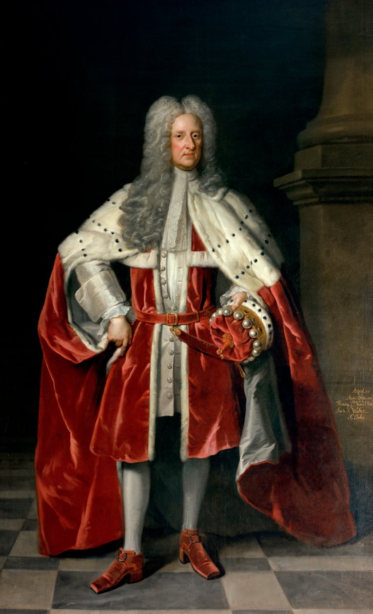 Portræt af Henry, 1. vicegraf St. John (1652-1742) i sin kroningsdragt, 1727 af Godfrey Kneller