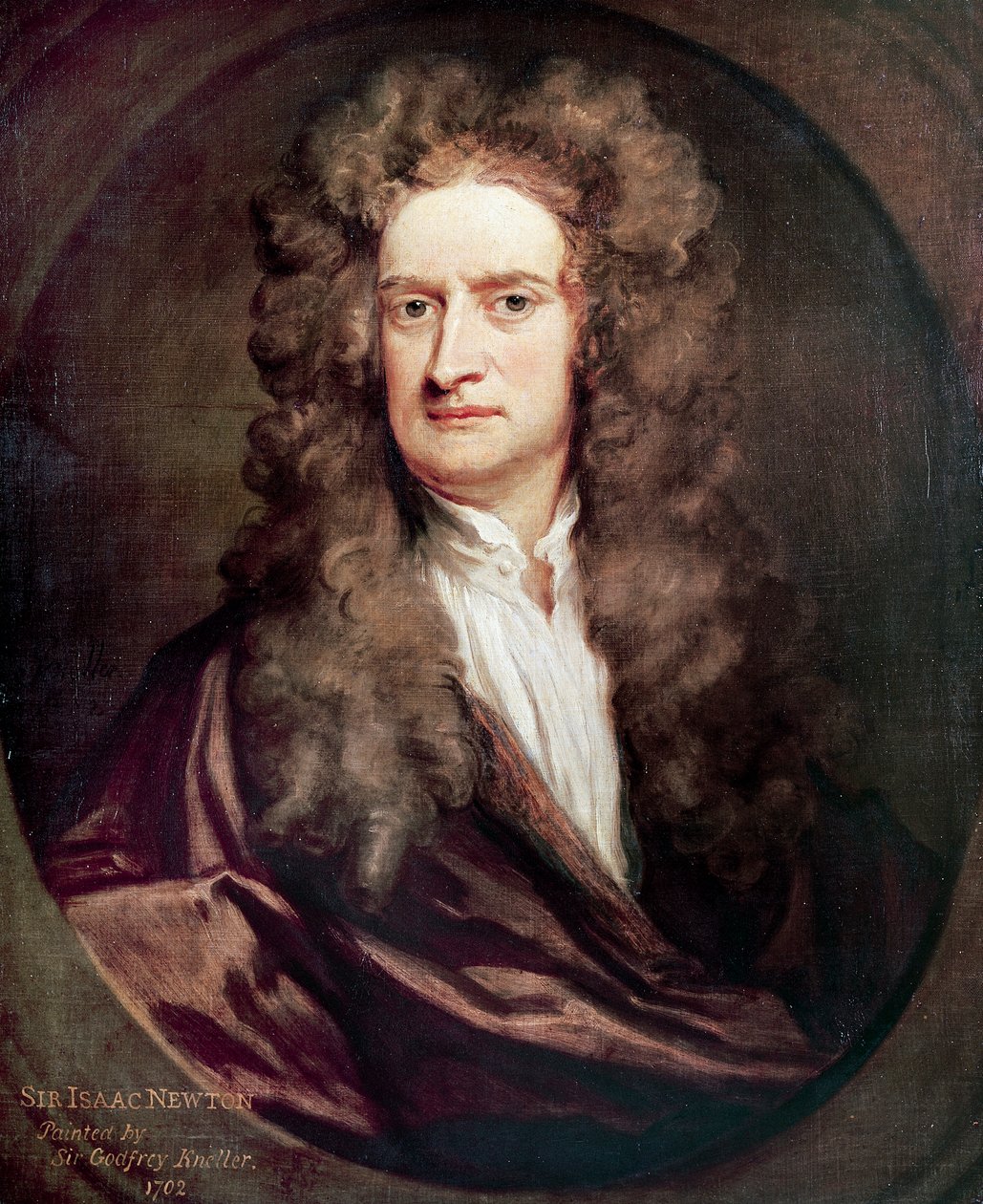 Portræt af Isaac Newton (1642-1727), engelsk matematiker, fysiker og astronom, Maleri af Godfrey Kneller (1646-1723) af Godfrey Kneller