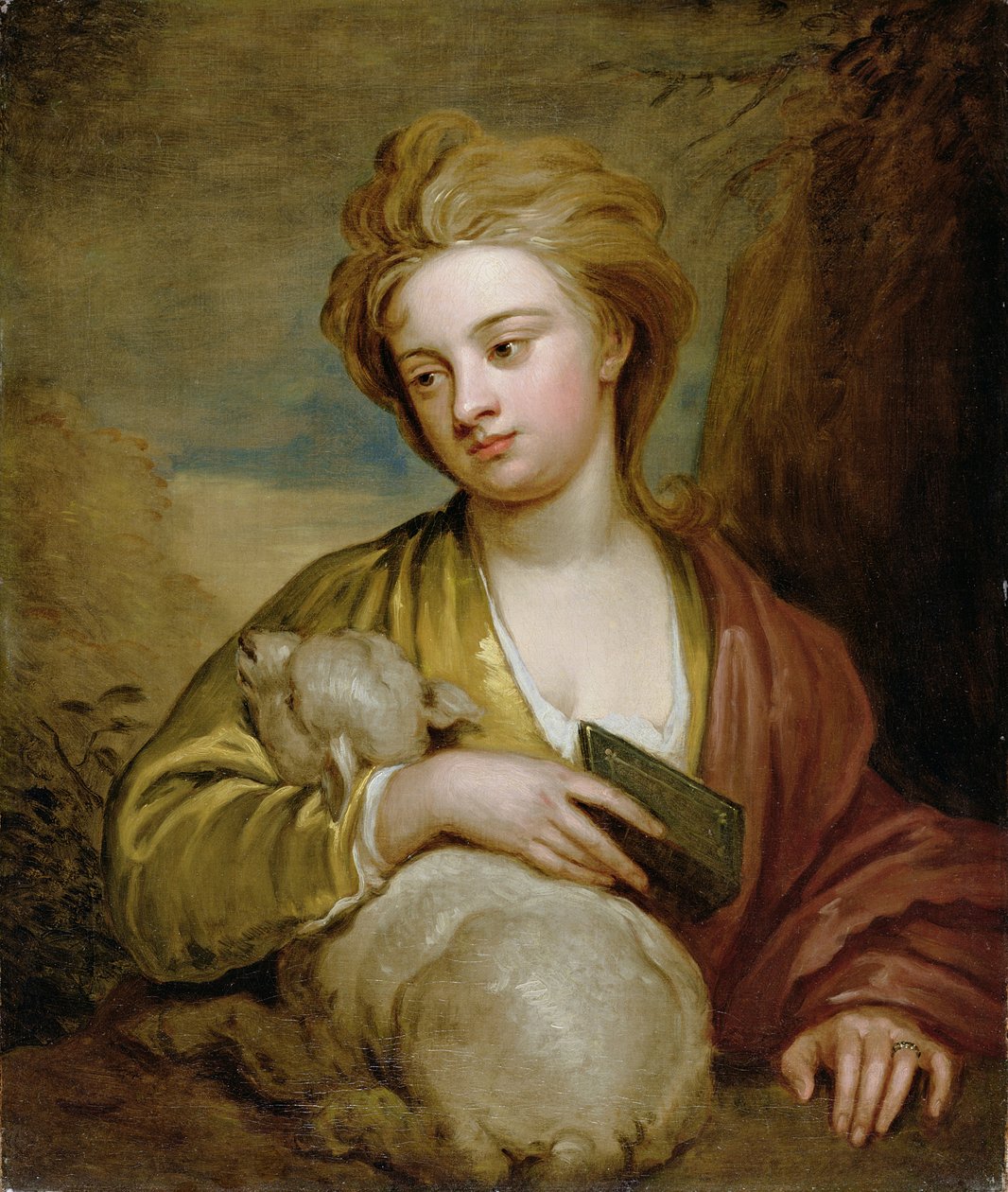 Portræt af en kvinde som St. Agnes, traditionelt identificeret som Catherine Voss, ca. 1705-10 (olie på lærred) af Godfrey Kneller