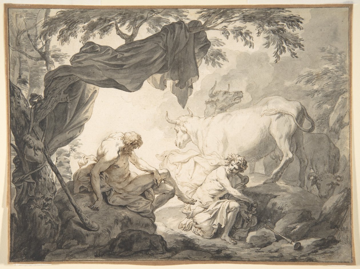 Illustrationer til metamorfoserne af Ovid, Jupiter og Io, forklædt som en hvid kvie af Godfried Maes