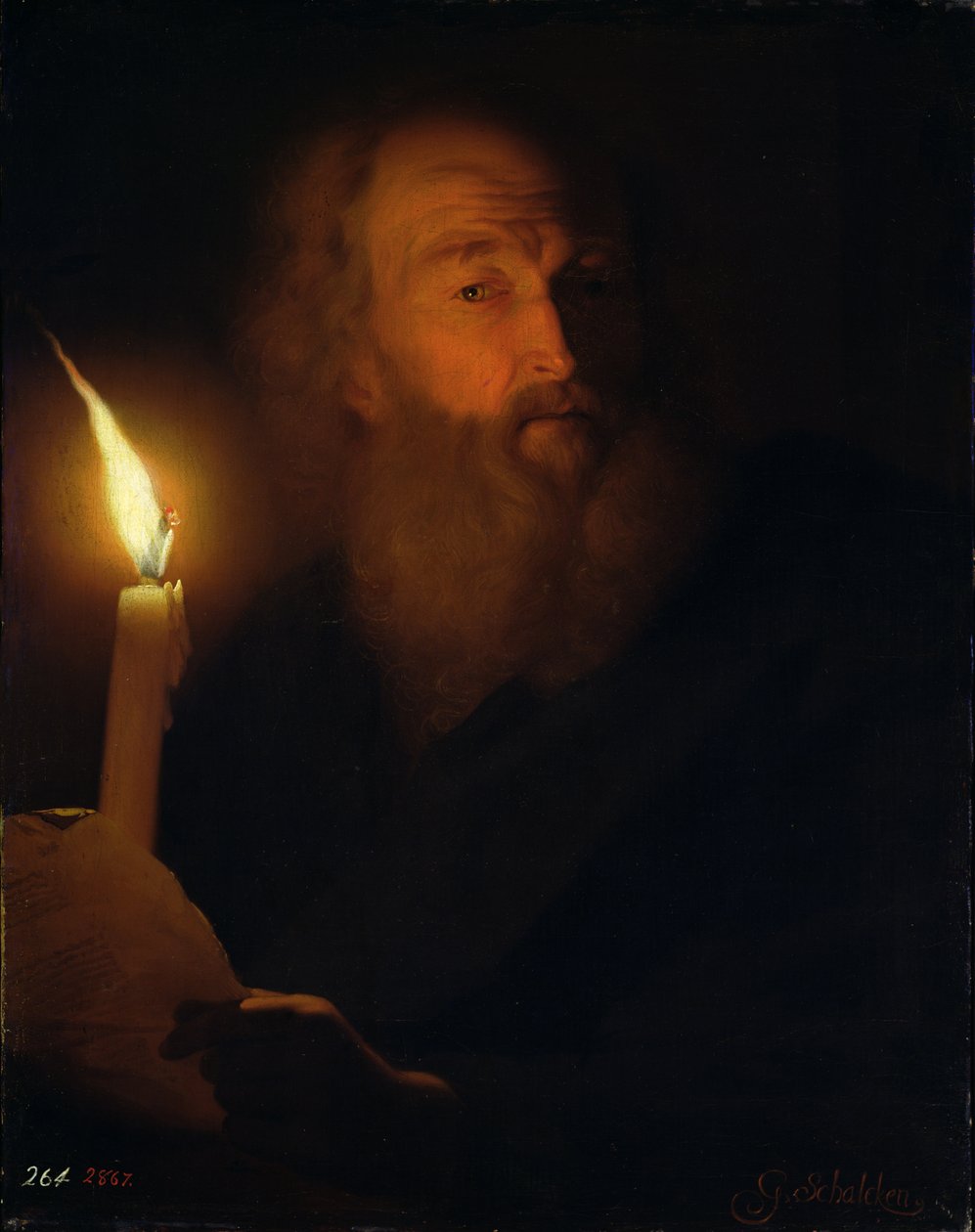 Mand med et stearinlys (kunstig lyseffekt) af Godfried Schalcken