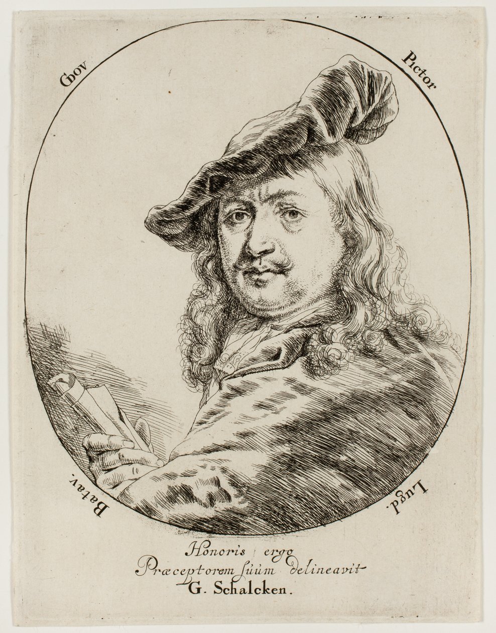 Portræt af maleren Gerard Dou af Godfried Schalcken
