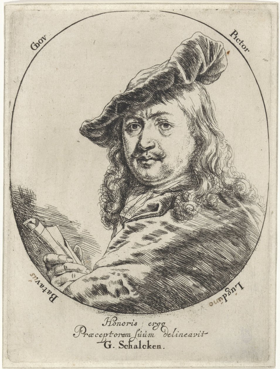 Portræt af Gerard Dou af Godfried Schalcken