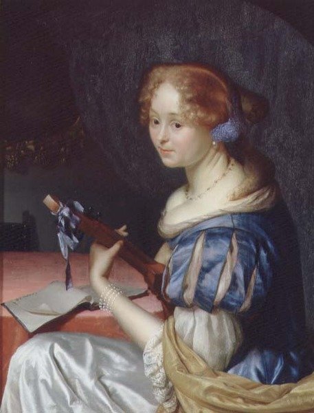 Lutespilleren (panel) af Godfried Schalcken