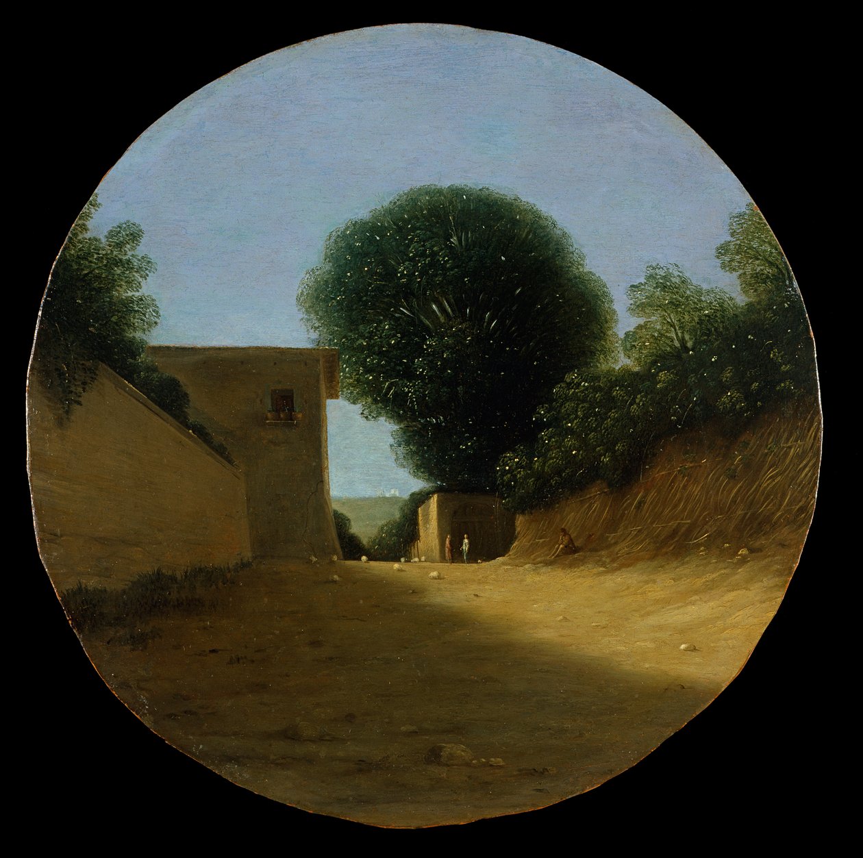 Landevej ved et hus (olie på kobber) af Goffredo Wals