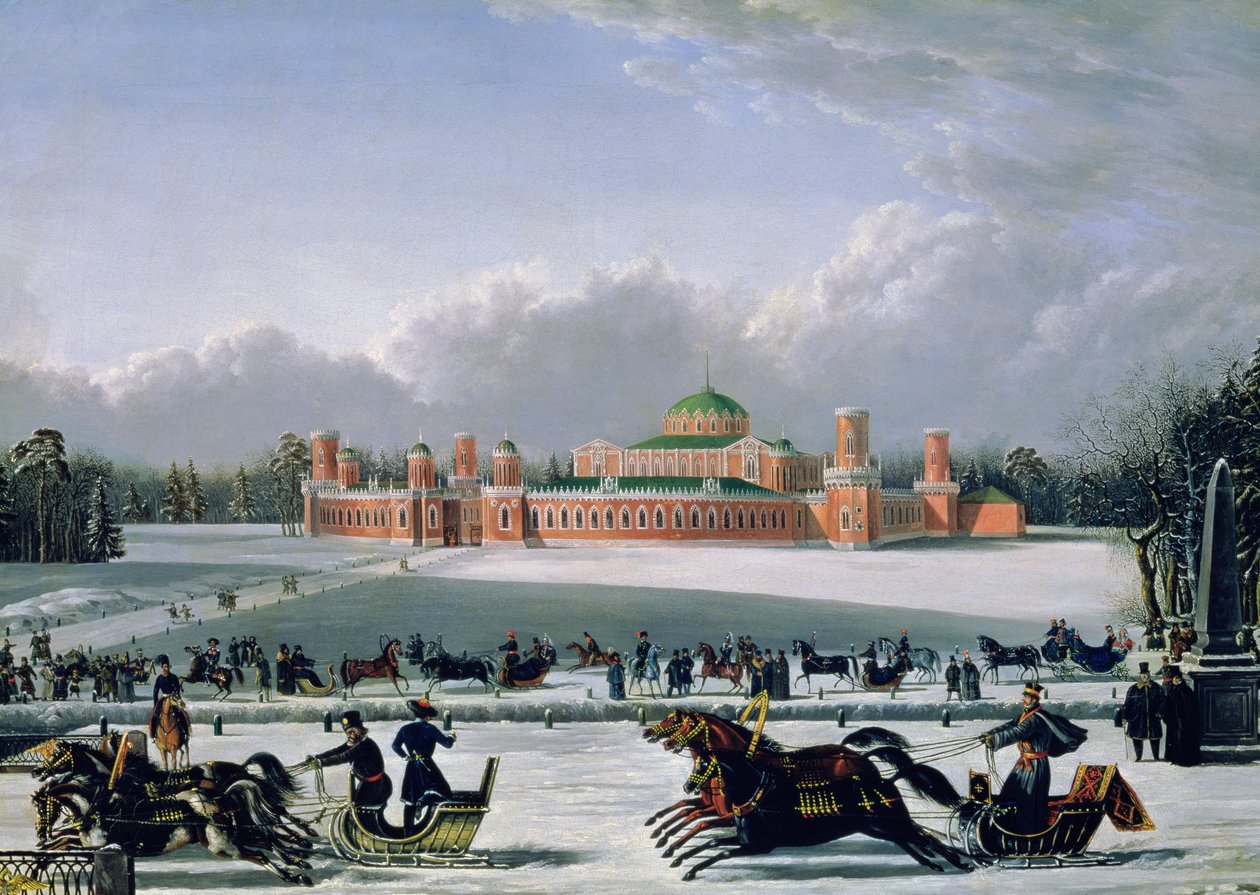 Slædeløb i Petrovsky Park i Moskva, 1848 af Golitsyn
