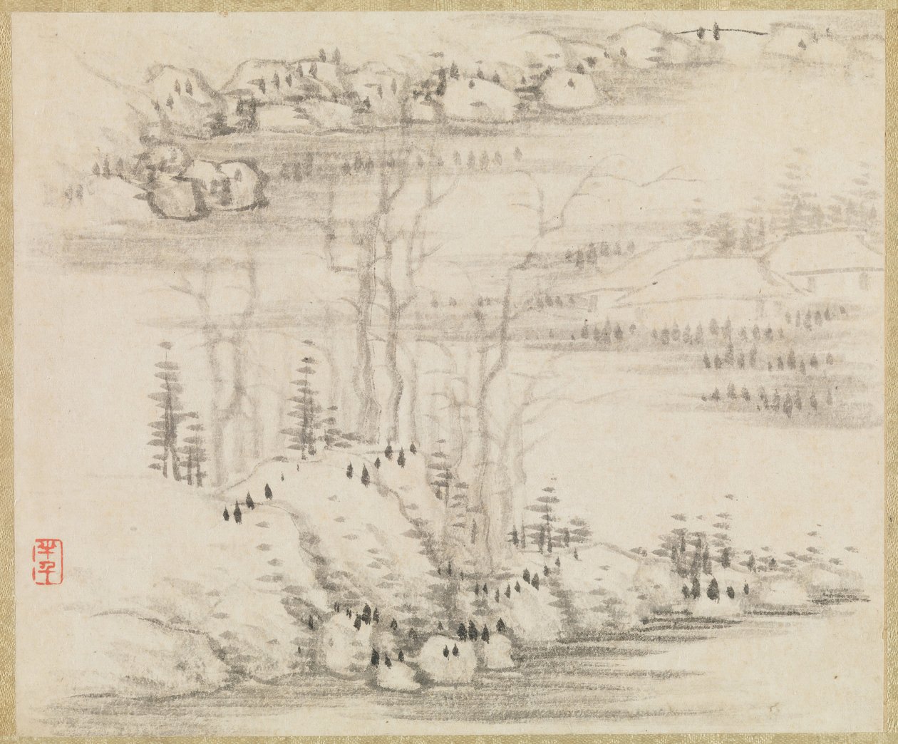 Landskaber og træer, ca. 1679. af Gong Xian