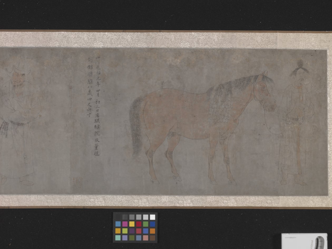 Five Tribute Horses (blæk og farve på papir) af Gonglin Li