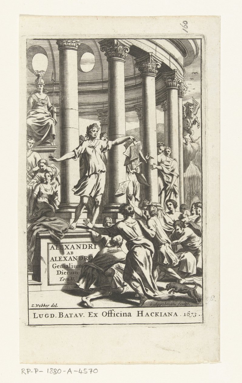 Titelside for Alexander ab Alexander, Genialium dierum, deel 2, 1673 af Gonsales Appelmans (attributed to)