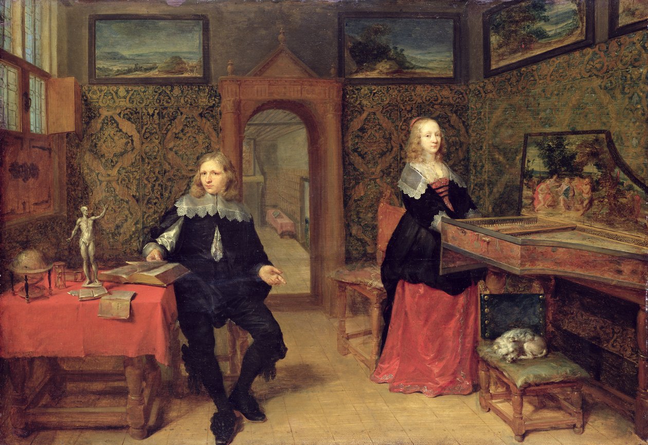 Den unge lærde og hans hustru, 1640 af Gonzales Coques