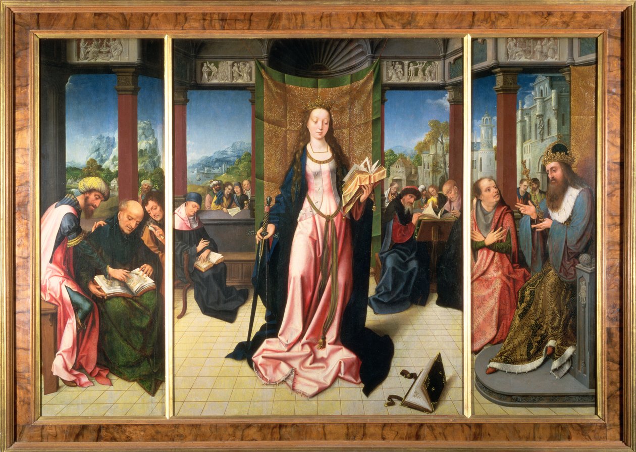 St. Catherine og filosofferne (panel) af Goossen van der Weyden