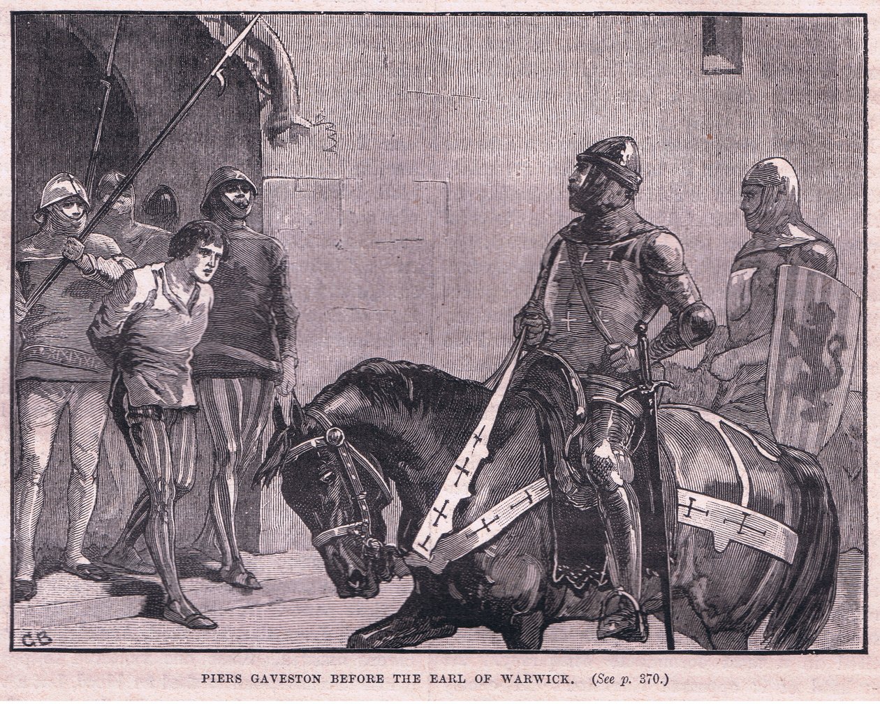 Pier Gaveston før jarlen af Warwick AD 1312 af Gordon Frederick Browne