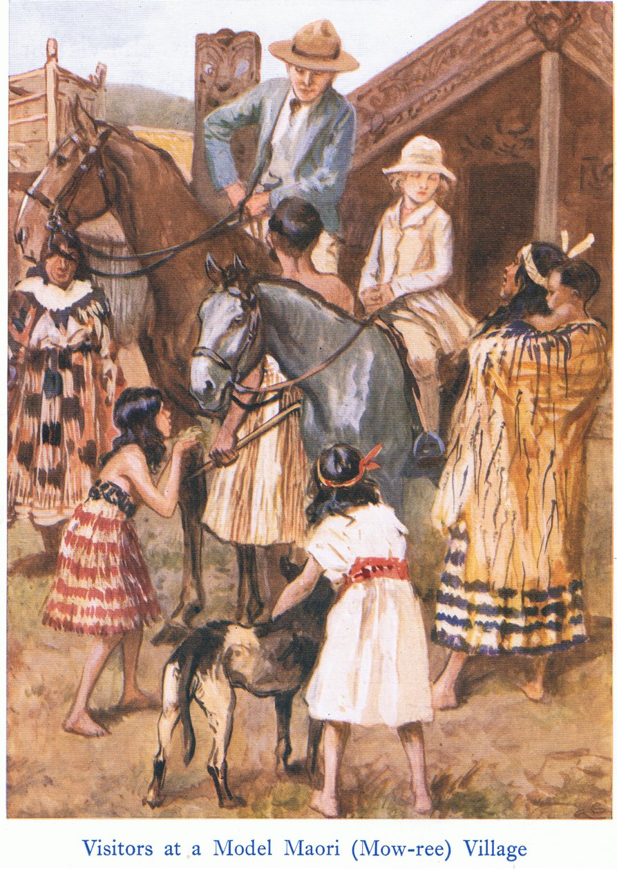 Besøgende i en maori-landsby af Gordon Frederick Browne