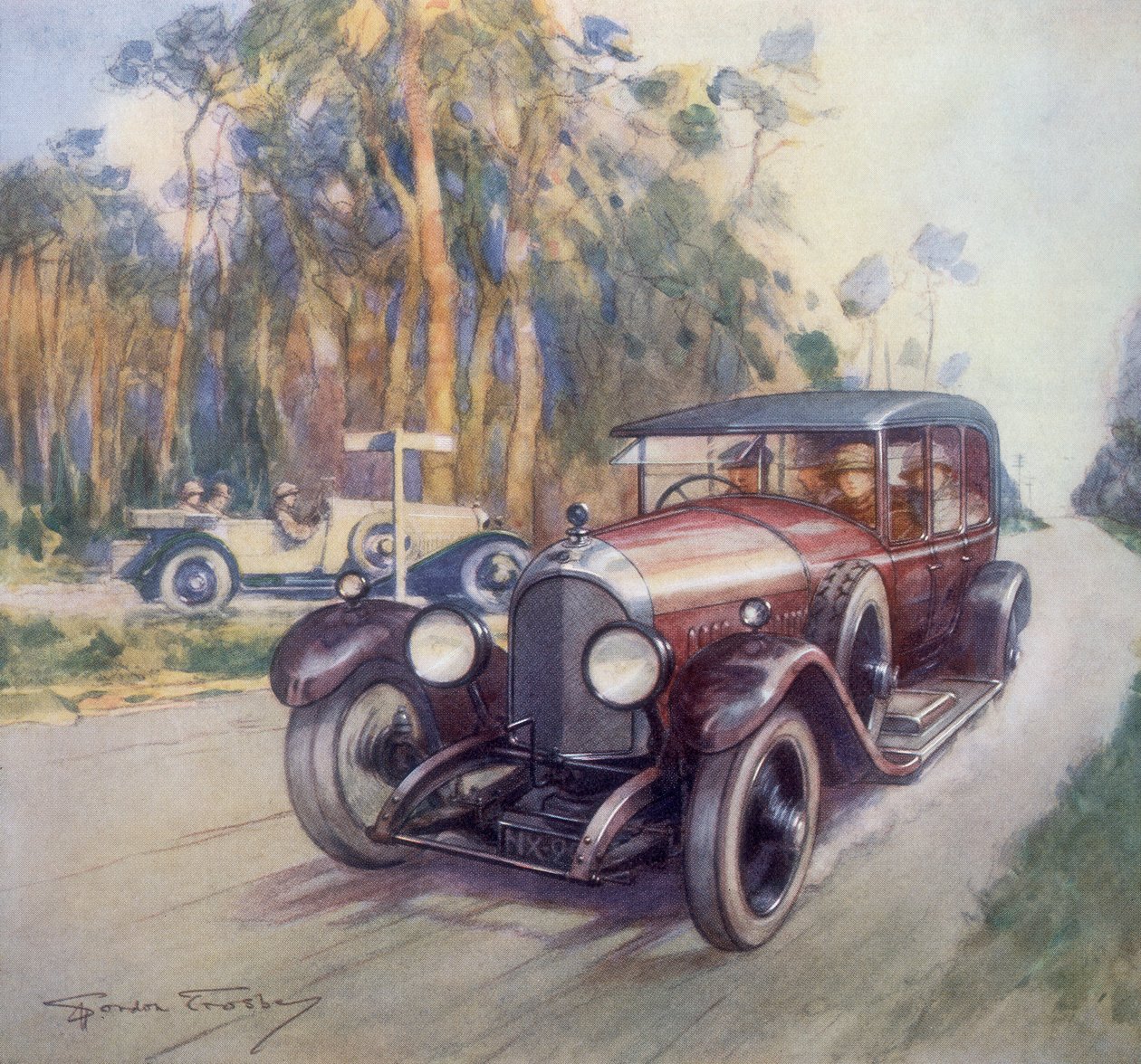 Plakat, der reklamerer for Bentley-biler, 1927 af Gordon Crosby