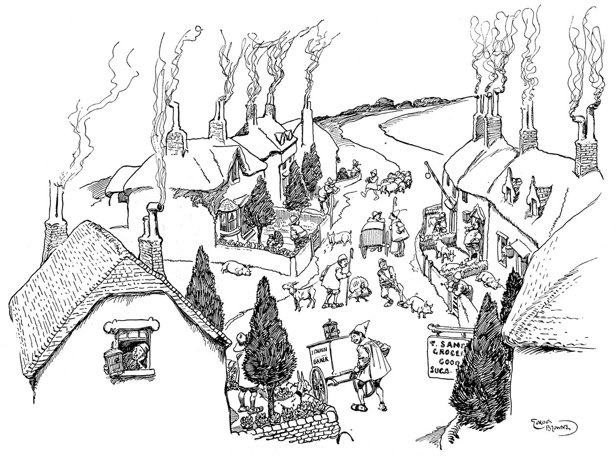 En landsby, den mest muntre i verden, 1906 af Gordon Frederick Browne
