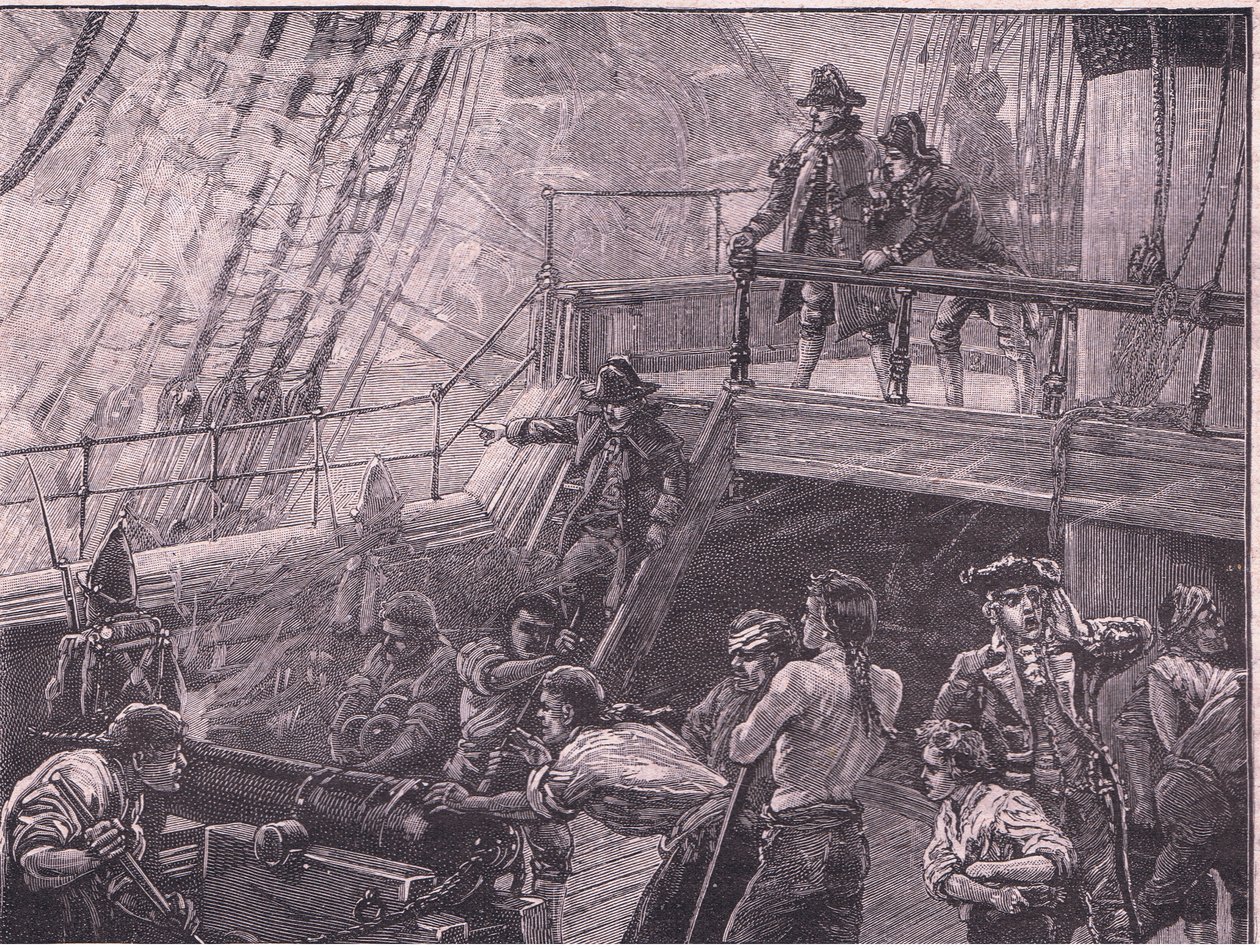 Admiral Rodney bombarderer Le Havre AD 1759 af Gordon Frederick Browne