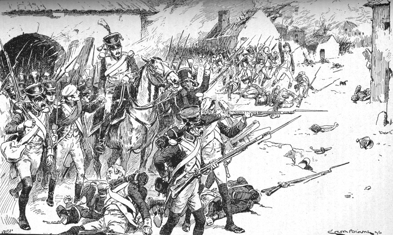 Kolonne efter kolonne tvang sig vej ind i landsbyen, kun for at blive slynget tilbage, 1896, 1902 af Gordon Frederick Browne