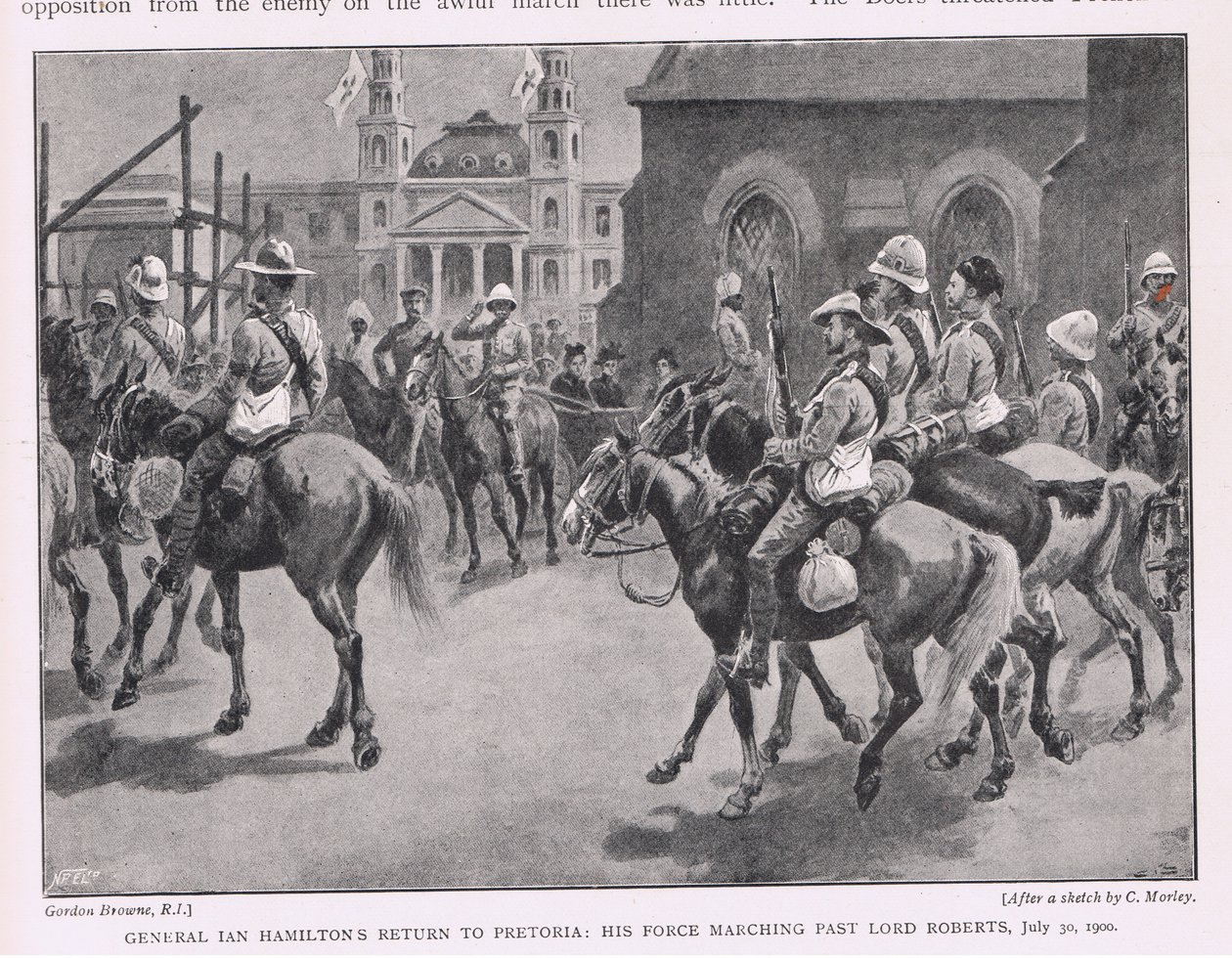 General Ian Hamiltons tilbagevenden til Pretoria: hans styrke marcherer forbi Lord Roberts 30. juli 1900 af Gordon Frederick Browne