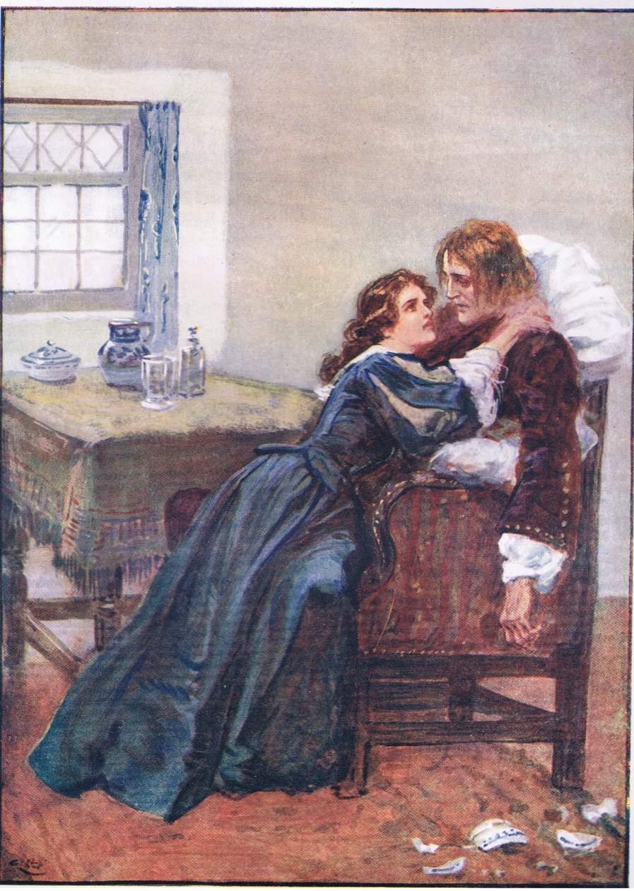 Det lykkedes hende at komme i mine arme, selvom de ikke kunne holde mig, fra Lorna Doone pub.af W & R Chambers Ltd, 1921 af Gordon Frederick Browne