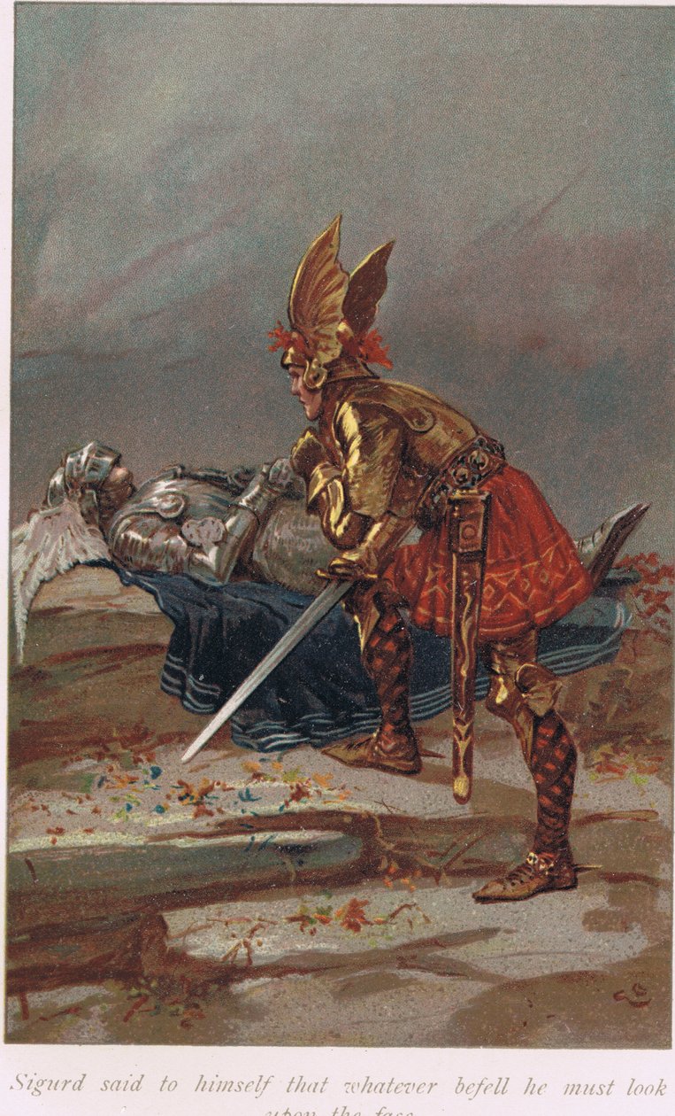 Sigurd sagde til sig selv, at uanset hvad der skete, må han se på ansigtet, illustration fra 