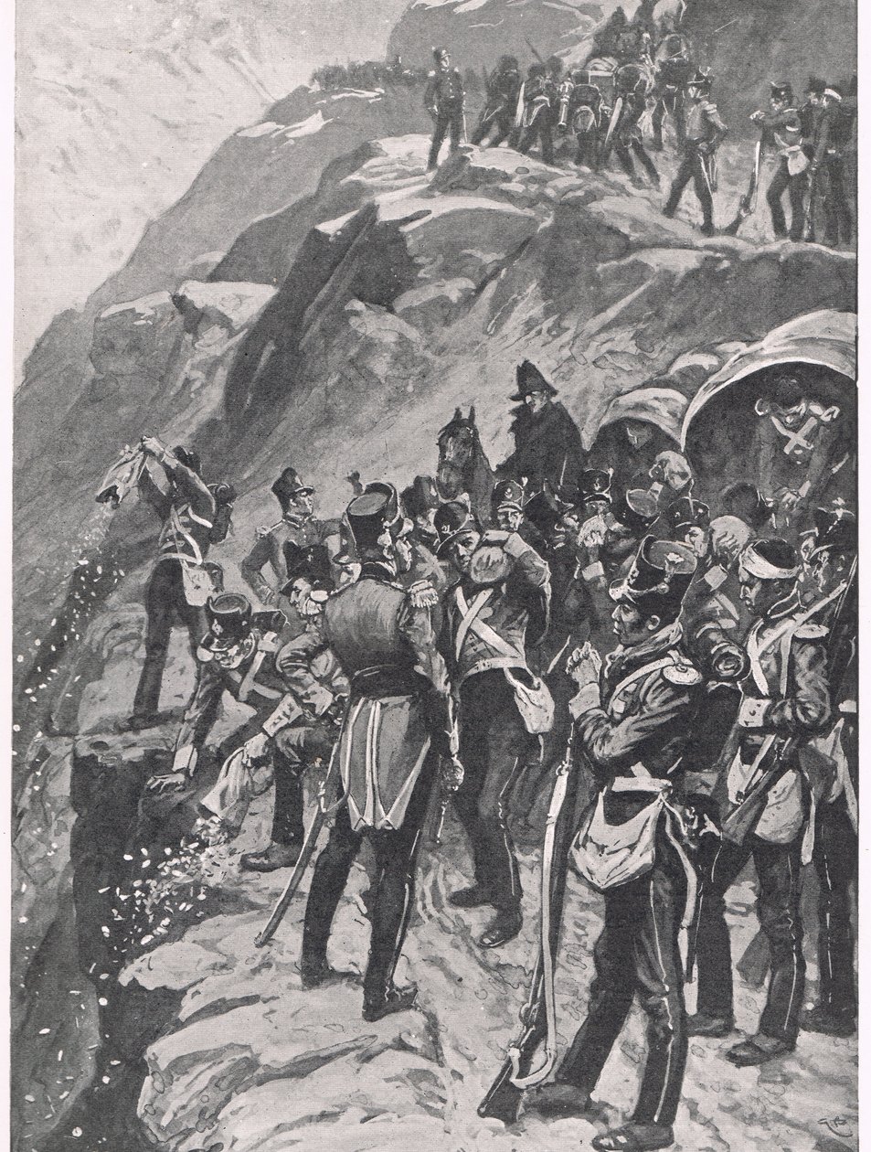 The Retreat to Corunna: Hurling the Silver down the Mountainside, illustration fra 