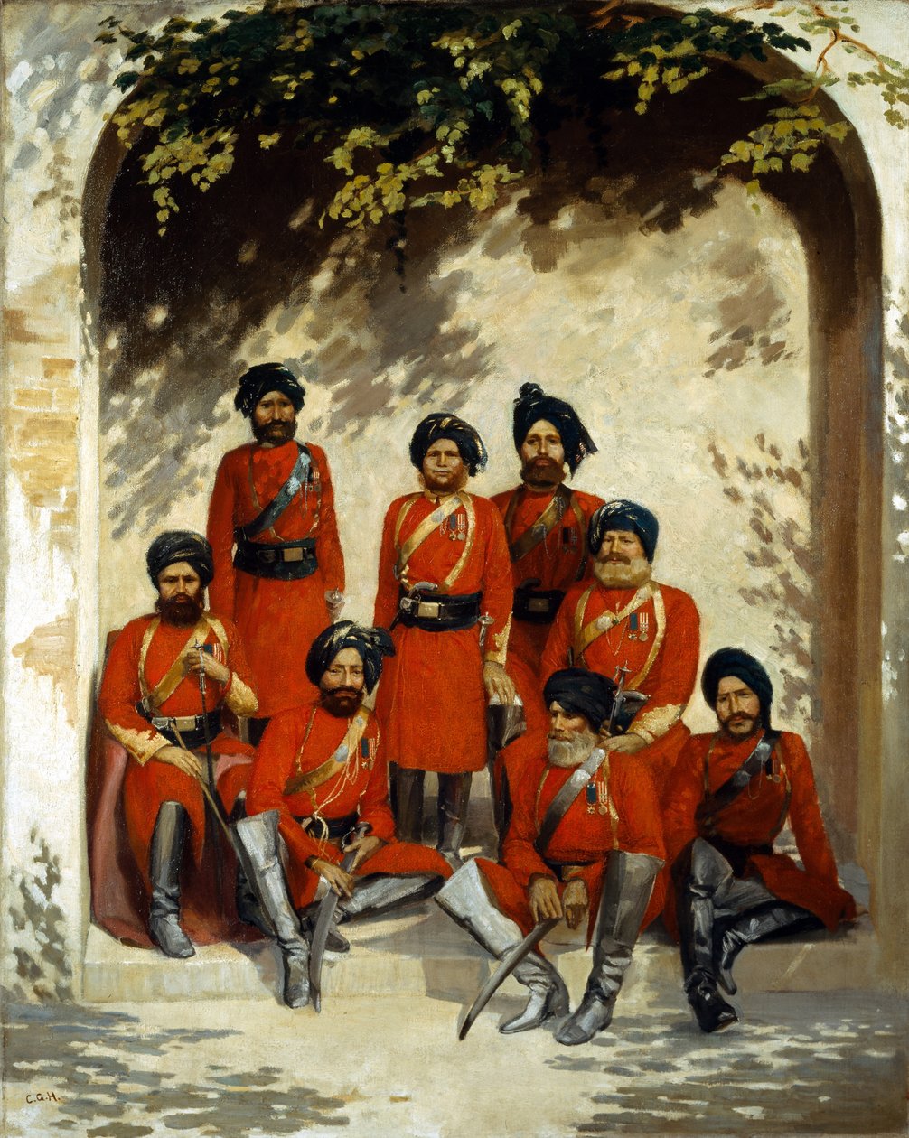 Officerer og underofficerer i den indiske hær, 2. kavaleriregiment, Punjab Frontier Force, ca. 1863 af Gordon Hayward