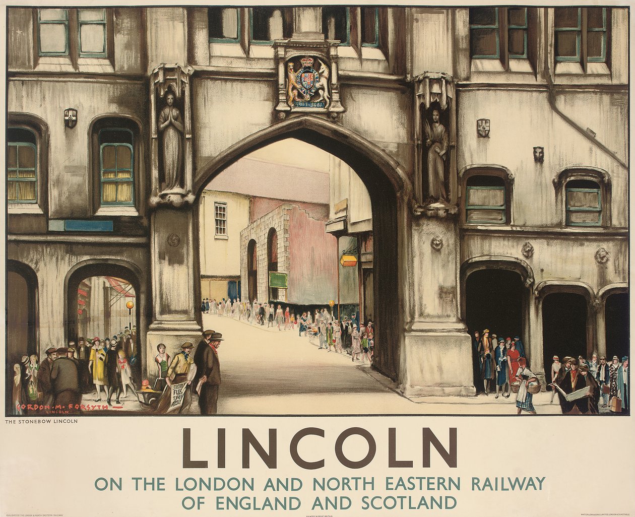 En plakat fra London og North Eastern Railway, der reklamerer for togrejser til Lincoln af Gordon Mitchell Forsyth