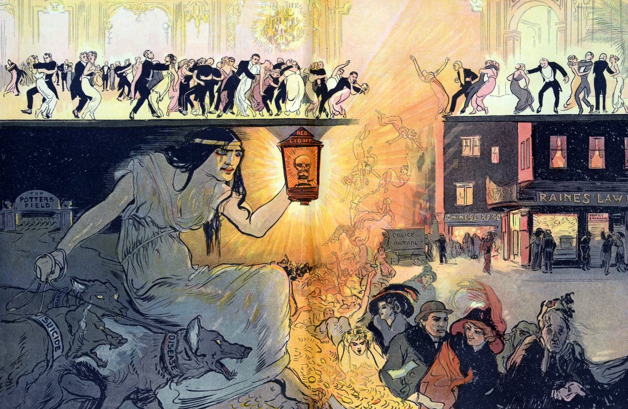 Dødedansen, pub. 1912 (farvelitografi) af Gordon Ross