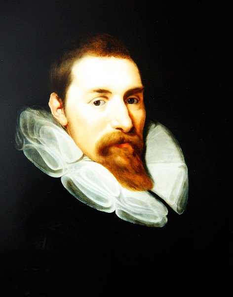Et portræt af en gentleman (olie på panel) af Gortzius (style of) Geldorp