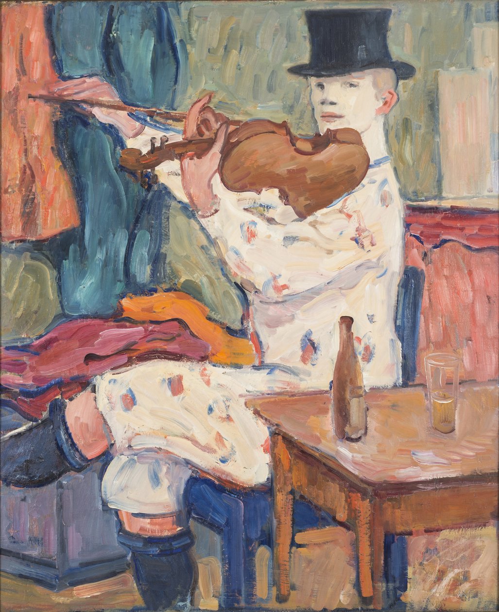 En klovn, der spiller violin, 1915 af Gosta von Hennigs