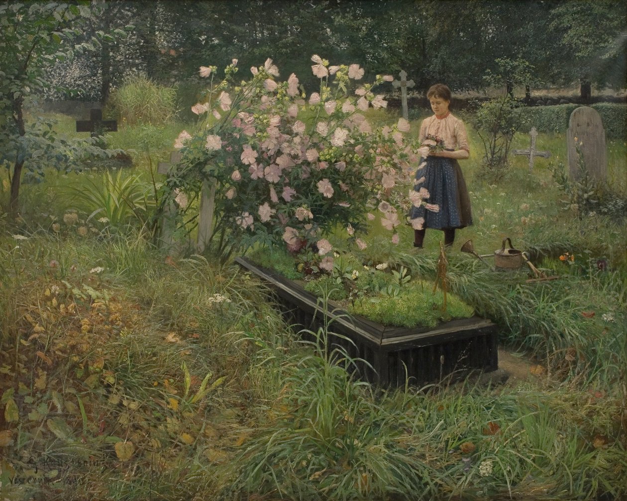 Kirkegårdsscene af Gottfrid Kallstenius
