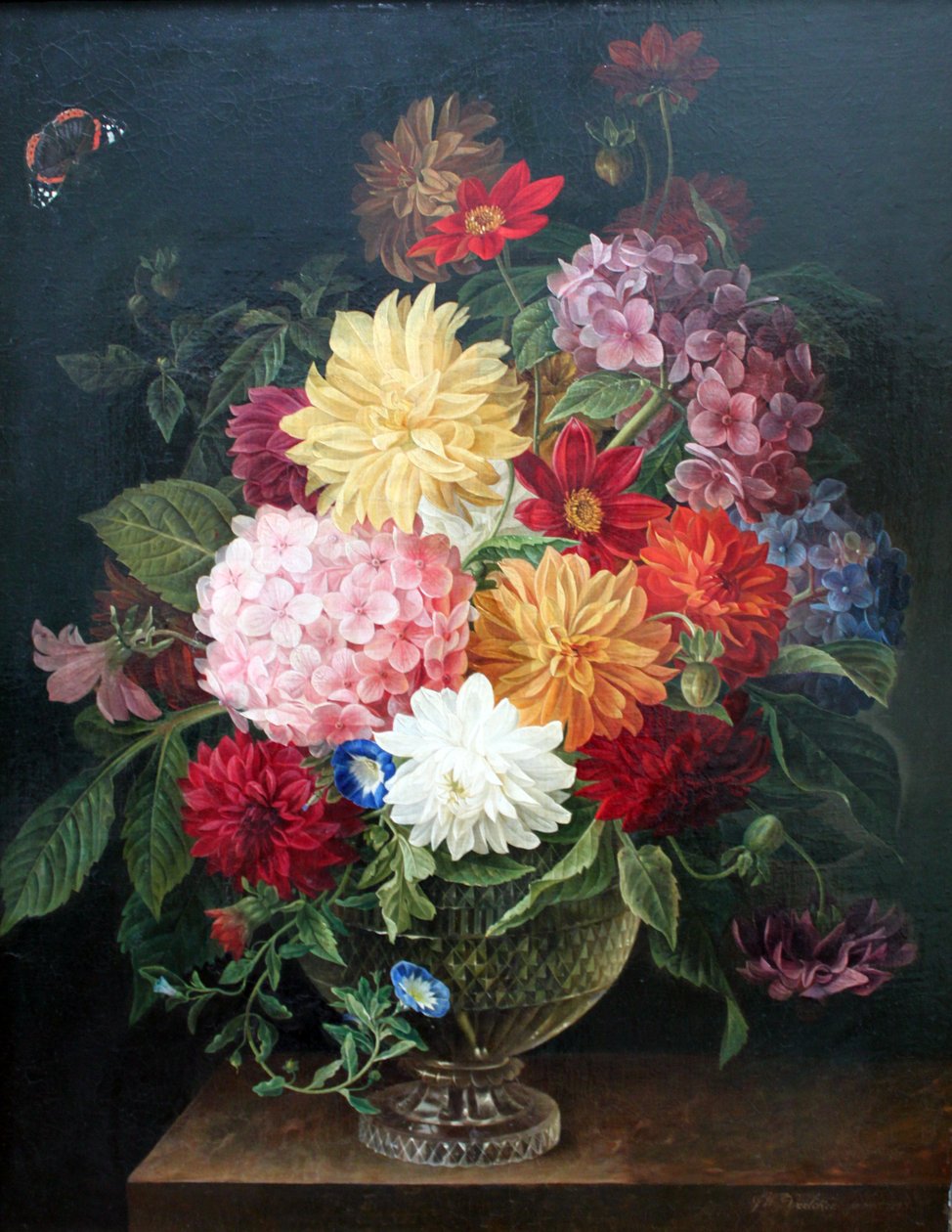 Blomstret stilleben af Gottfried Wilhelm Voelcker