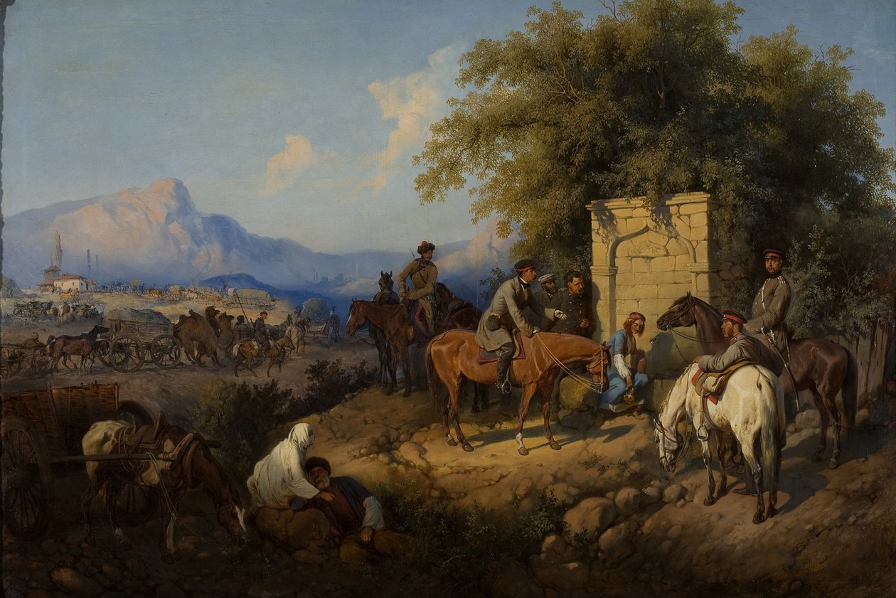 Russiske styrker krydser Kaukasusbjergene i Adjara, 1872 af Gottfried Willewalde