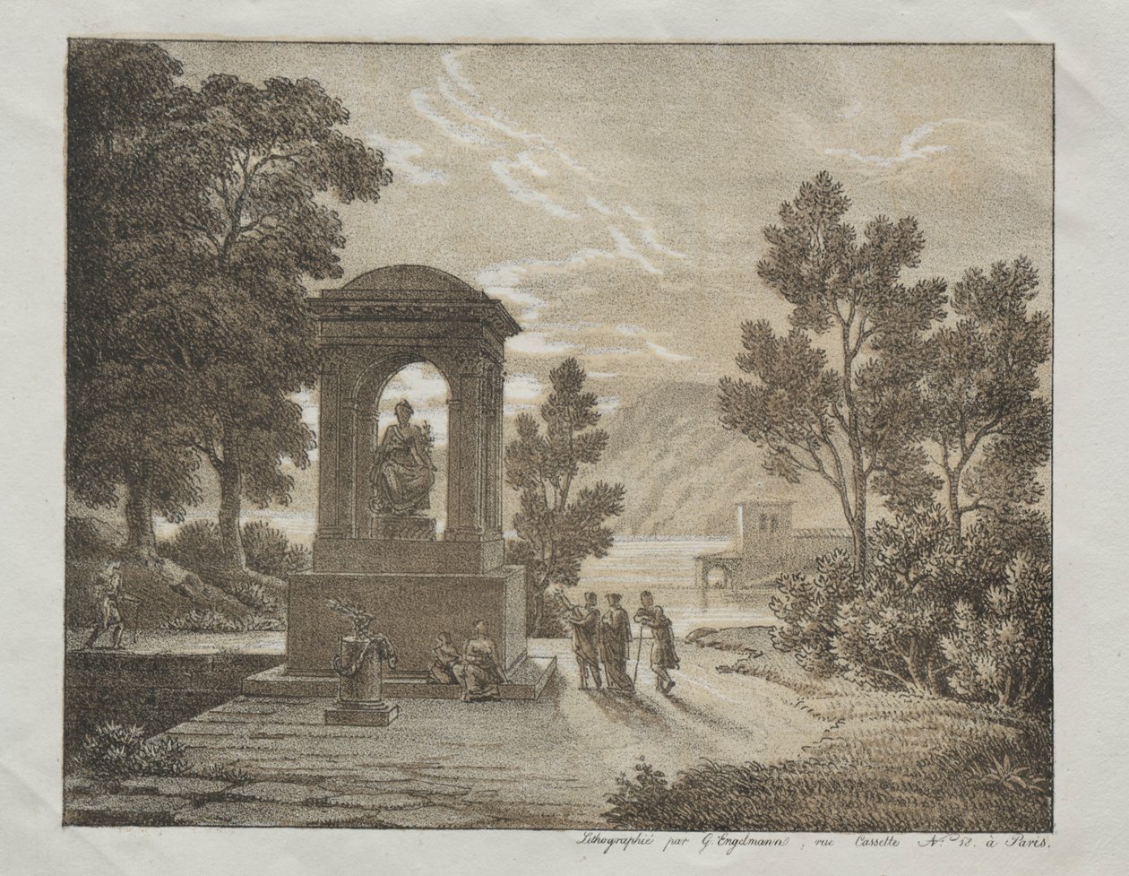 Bog med litografiforsøg ved hjælp af forskellige tegningsmidler såsom farveblyant, pen, pensel..., ca. 1816. af Gottfried or Godefroy Engelmann