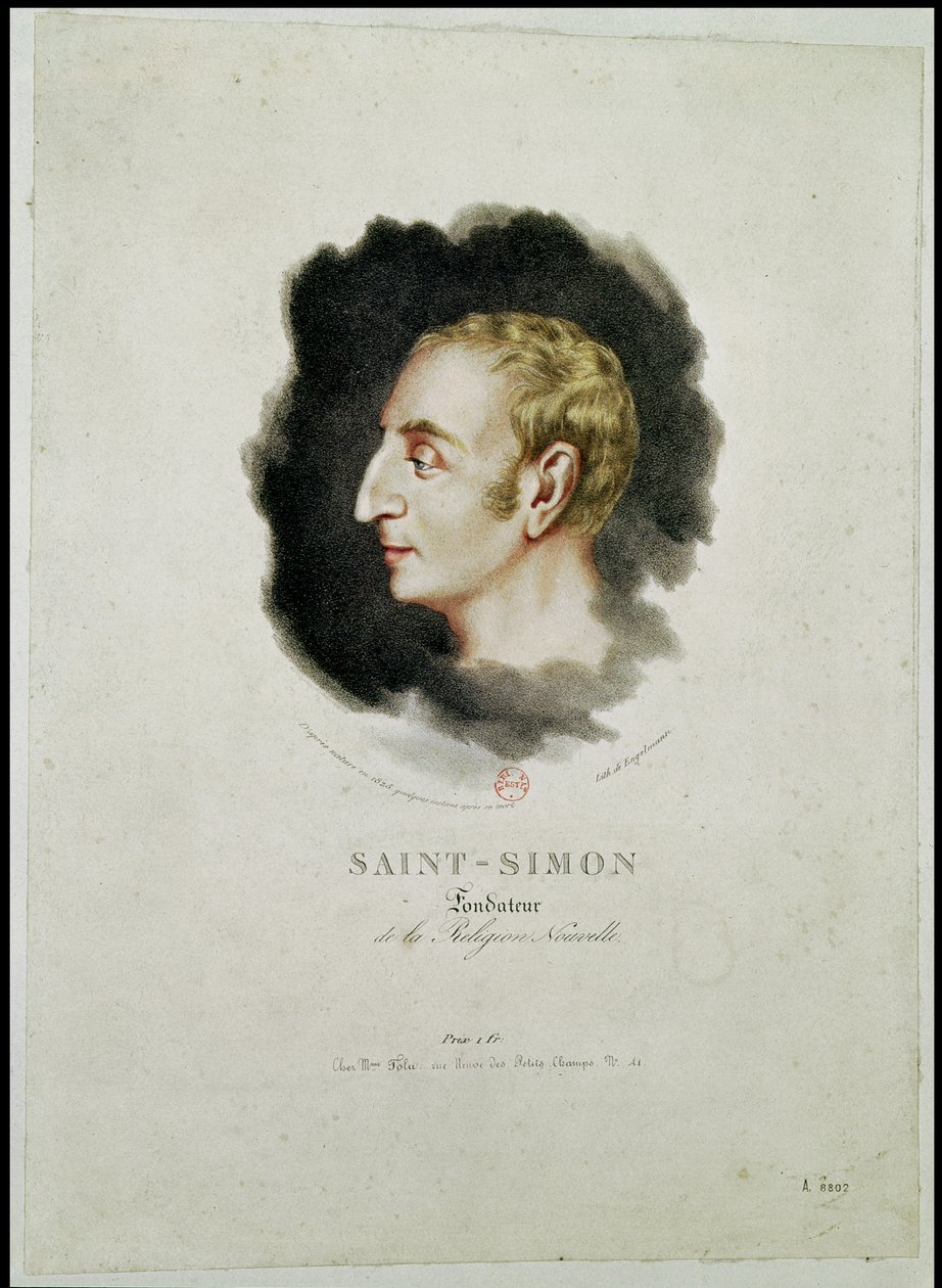 Portræt af Claude Henri de Rouvroy, greve Saint-Simon (1760-1825), udført kort efter hans død, 1825 af Gottfried or Godefroy Engelmann